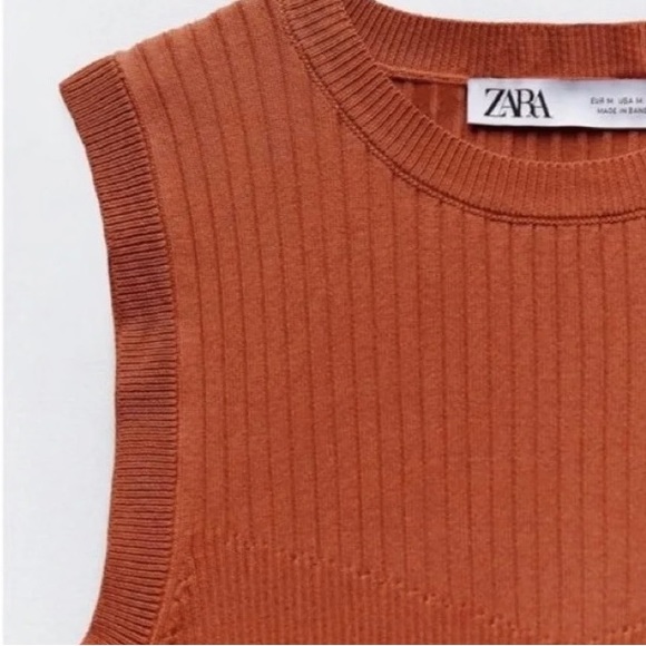 Zara Orange Tank Top Ribbed Knit Size Medium - Picture 8 of 8